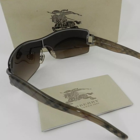 Burberry Sunglasses Brown Metal Shield Frame - Picture 4 of 10